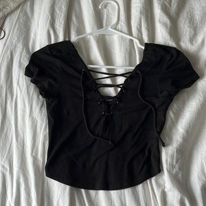 Black crop top from Apricot Lane - brand “Olivaceous”. Size Small.